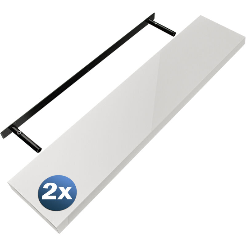 CASARIA® Set de 2 Étagères murales flottantes MDF robuste effet flottant support de fixation inclus étagère bois rangement livre décoration CD Set de