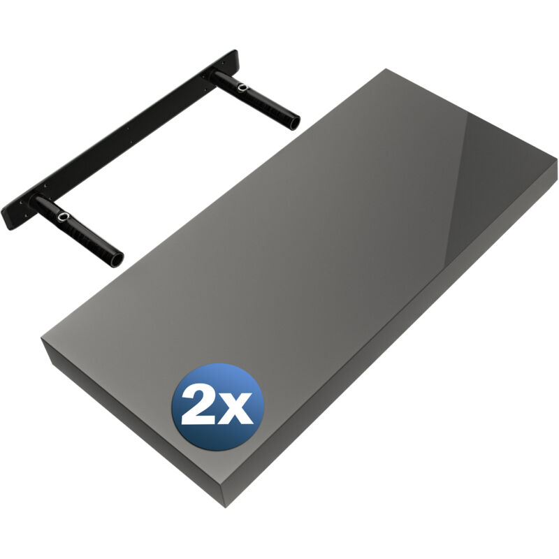 CASARIA® Set de 2 Étagères murales flottantes MDF robuste effet flottant support de fixation inclus étagère bois rangement livre décoration CD 50cm