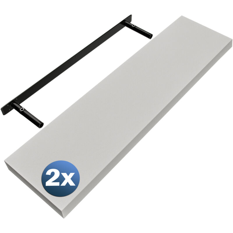 CASARIA® Set de 2 Étagères murales flottantes MDF robuste effet flottant support de fixation inclus étagère bois rangement livre décoration CD Set de