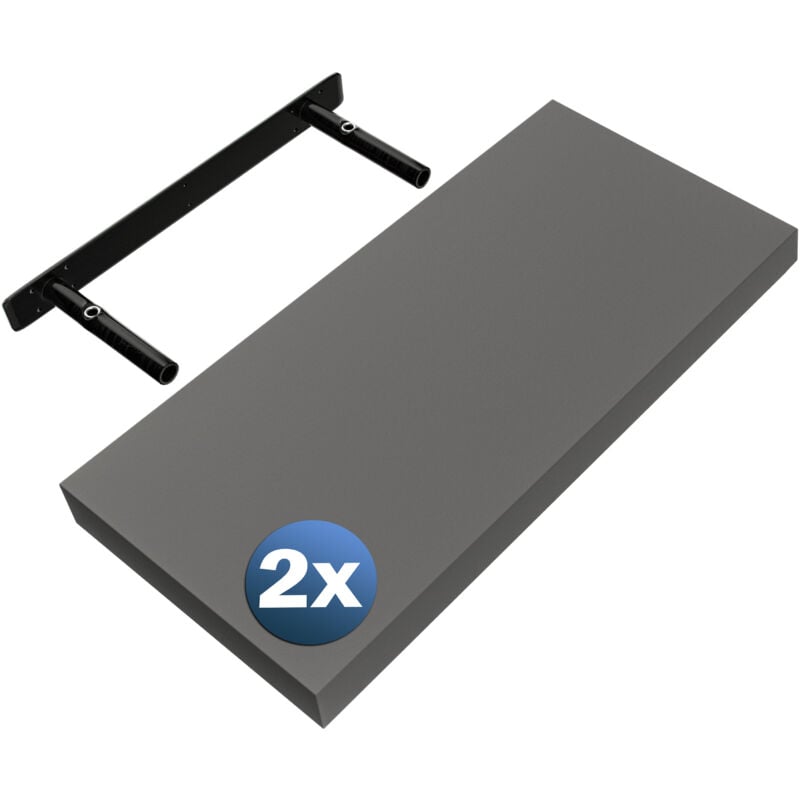 Casaria - Set de 2 Étagères murales flottantes mdf robuste effet flottant support de fixation inclus étagère bois rangement livre décoration cd 50cm