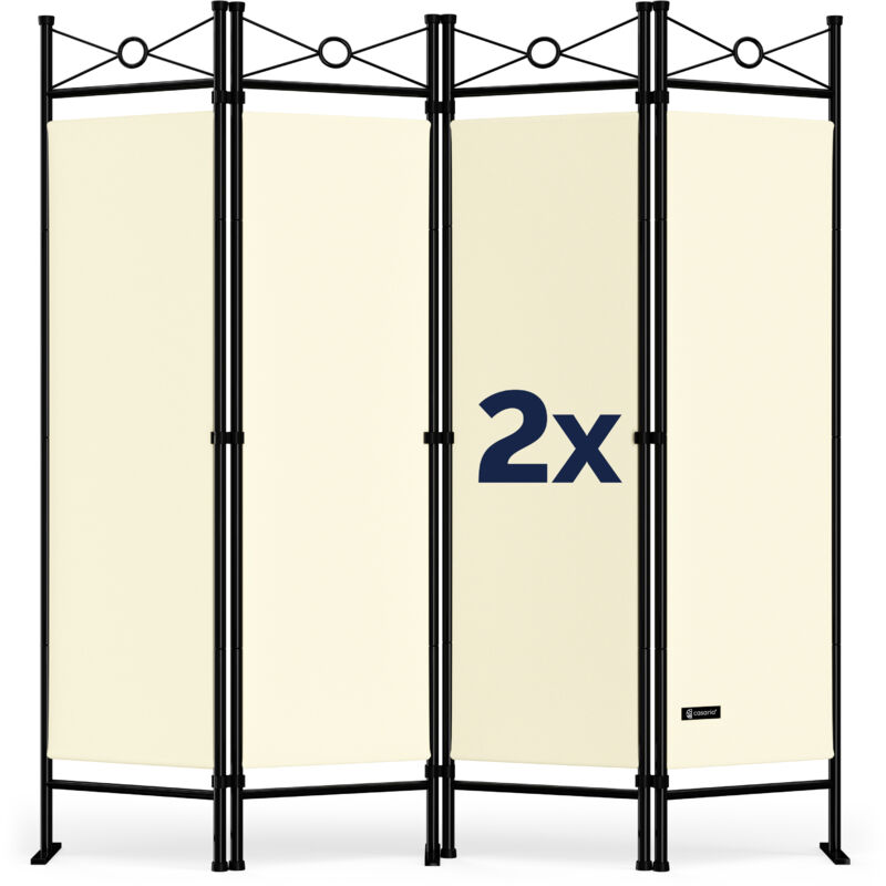 Deuba - Casaria Set de 2 Paravent Lucca Crème 180x163cm séparateur de pièces brise-vue lavable polyvalent
