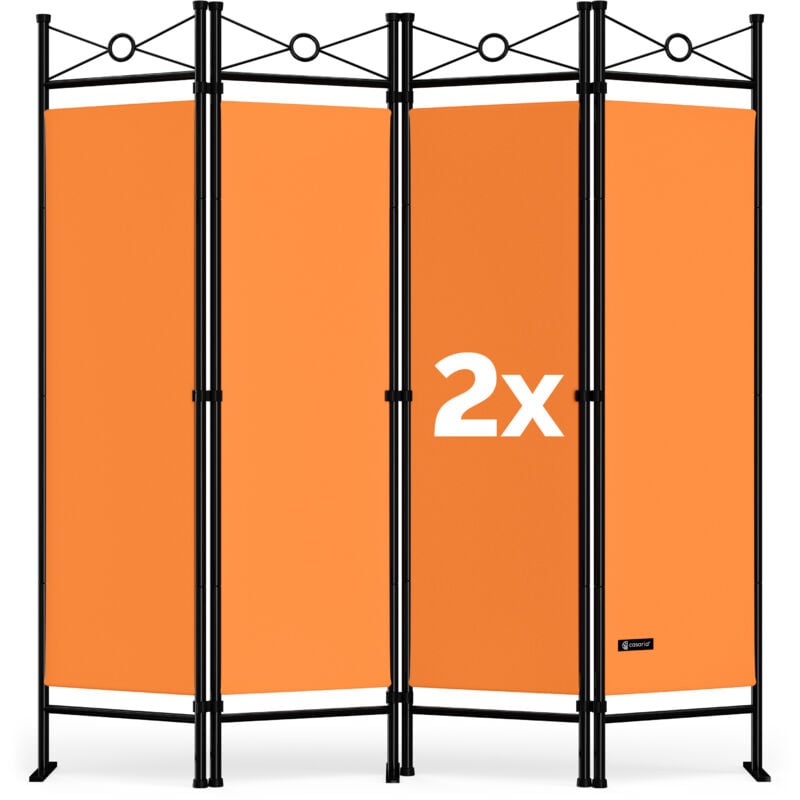 Casaria Set de 2 Paravent Lucca Orange 180x163cm séparateur de pièces brise-vue lavable polyvalent