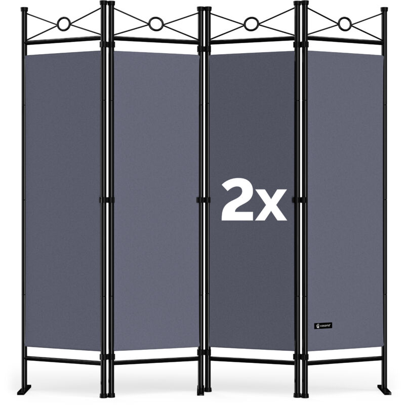 Set de 2 paravents »Lucca« 180x163 cm parois séparation brise-vue gris - Casaria