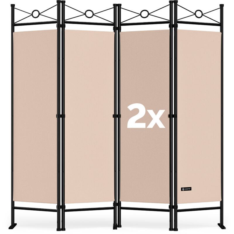 Set de 2 paravents »Lucca« 180x163 cm parois séparation brise-vue rose - Casaria