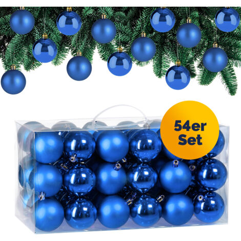 CASARIA® Set de 54 bolas para árbol de Navidad Decoración Adorno Textura mate y brillosa - Varios colores  Azul