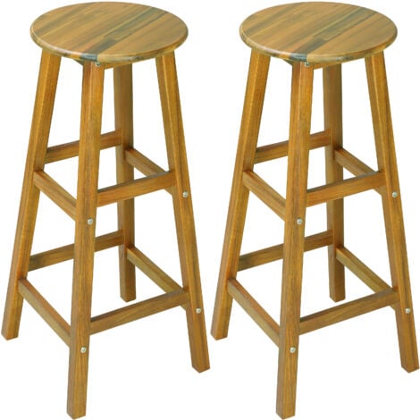 CASARIA® Set di 2 Sgabelli da Bar in Legno D'acacia Altezza 75cm