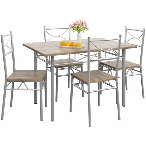 Casaria Set tavolo con 4 sedie per cucina soggiorno sala da pranzo
 Quercia