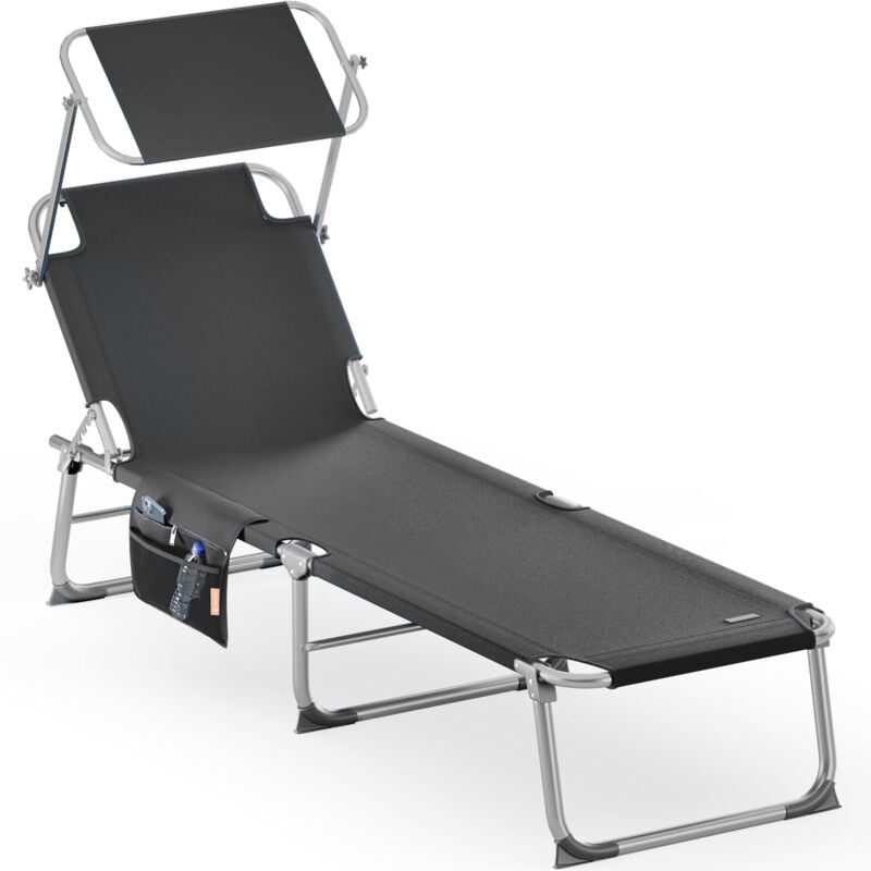 

Silla Larga Ibiza Plegable con Visera de poliéster fácil de Transportar Playa Exterior jardín - color a elegir Blanco crema - Blanco crema - Casaria