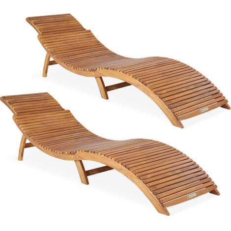 CASARIA® Sonnenliege Klappbar 2er Set Holz FSC®-zertifiziert 320kg Belastbarkeit 190x60cm Tragegriff Kofferfunktion Garten Balkon Terrasse Gartenliege Klappliege Akazie