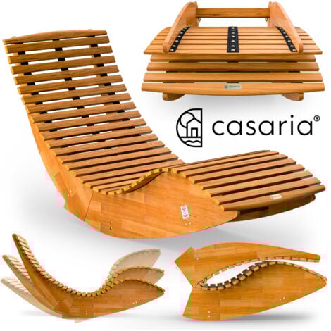 CASARIA® JAVA Gartenliege Holz Wetterfest Klappbar Ergonomisch 160kg Belastbarkeit FSC®-zertifiziert Akazie Garten Sauna Liege Holzliege 155x60x93cm