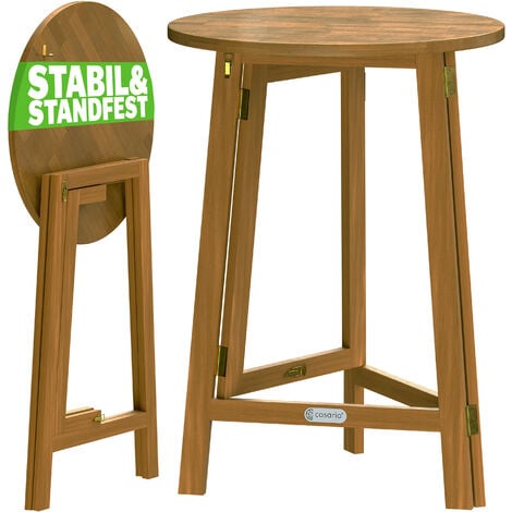 CASARIA® Stehtisch Hartholz Akazie Klappbar 110cm Hoch Ø80 cm Rund Rustikal Indoor Outdoor Bistrotisch Biertisch Gartentisch Klapptisch Partytisch Bartisch