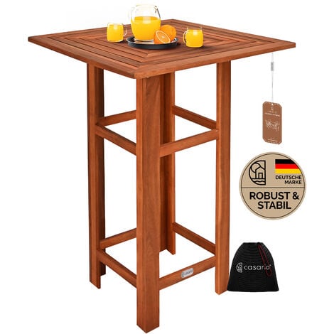 NO BRAND CASARIA® Stehtisch Holz 110 cm Hoch 75 x 75 cm Eckig Massiv Rustikal Indoor Outdoor Bistrotisch Biertisch Gartentisch Partytisch Bartisch