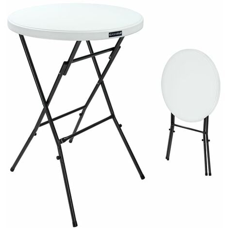 Casaria Stehtisch Klappbar O 80 Cm Aus Kunststoff Bistrotisch Klapptisch Partystehtisch Partytisch Weiss 101585