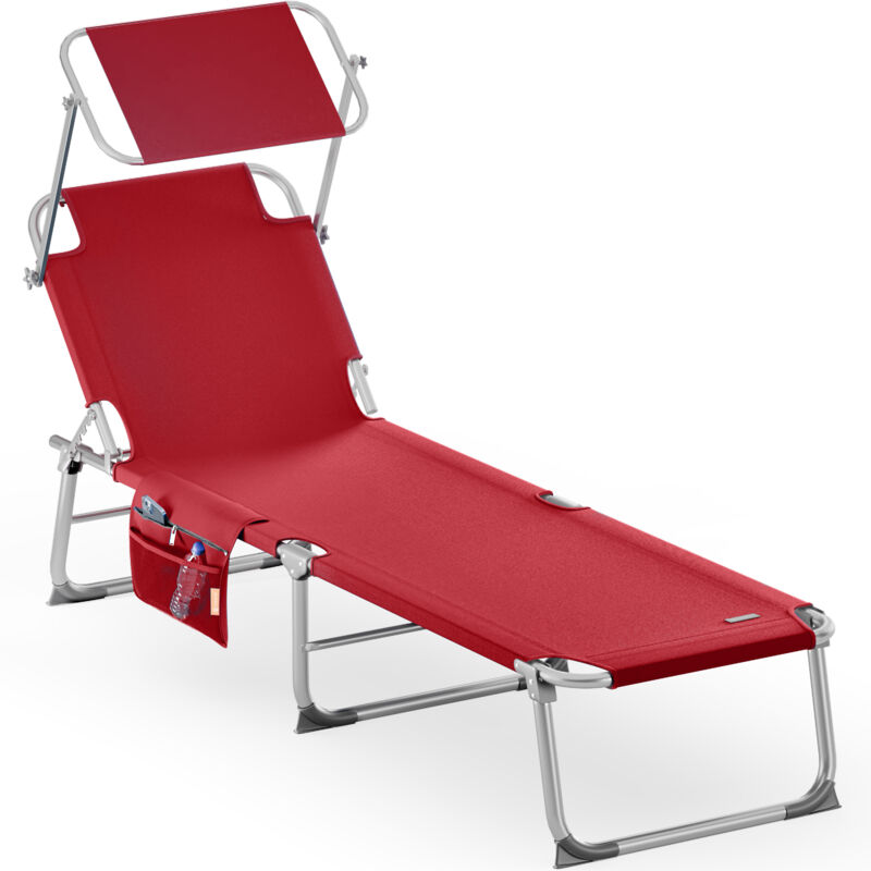 Casaria Sun Lounger Folding Sunbed Adjustable Backrest Sunshade