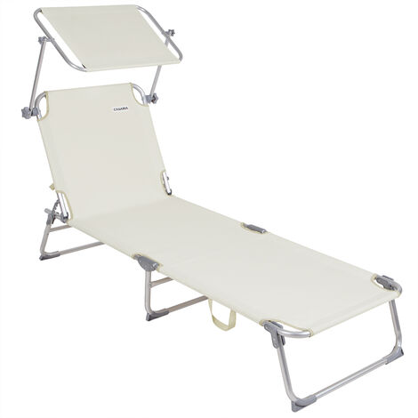 Casaria Sun Lounger Folding Sunbed Adjustable Backrest Sunshade Breathable Reclinable Beach Garden Pool Fast Dry