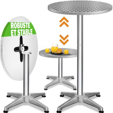 Casaria – Table de bar bistrot pliable ronde Ø 60 cm – Hauteur réglable 70/115 cm – Aluminium inoxydable – Pliable pour rangement facile - CM 2 EN