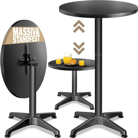 CASARIA® Table de bar bistrot pliable ronde ⌀ 60 cm réglable en hauteur 70 cm / 115 cm 2 en 1 en acier mange debout   Noir