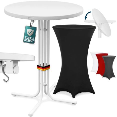 CASARIA® Table haute blanche pliable avec housse mange debout 110 cm bar bistrot jardin 2 crochets inclus intérieur extérieur  Noir