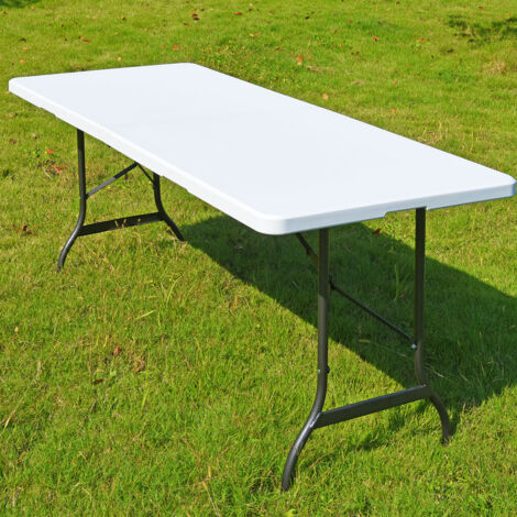 Casaria Table pliante en plastique blanche pour jardin/camping - 183 x 76 x 74 cm