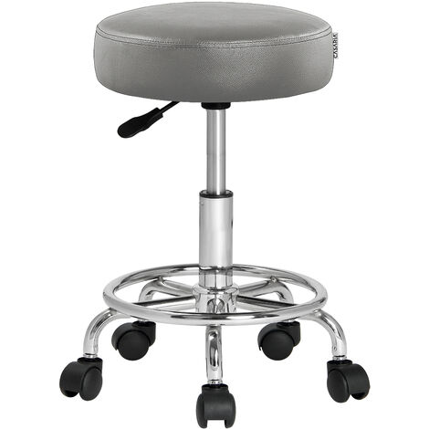 Casaria – Tabouret à roulettes siège rembourré 360° – Hauteur réglable 51-65 cm – Revêtement polyuréthane – Pour bureau et atelier
