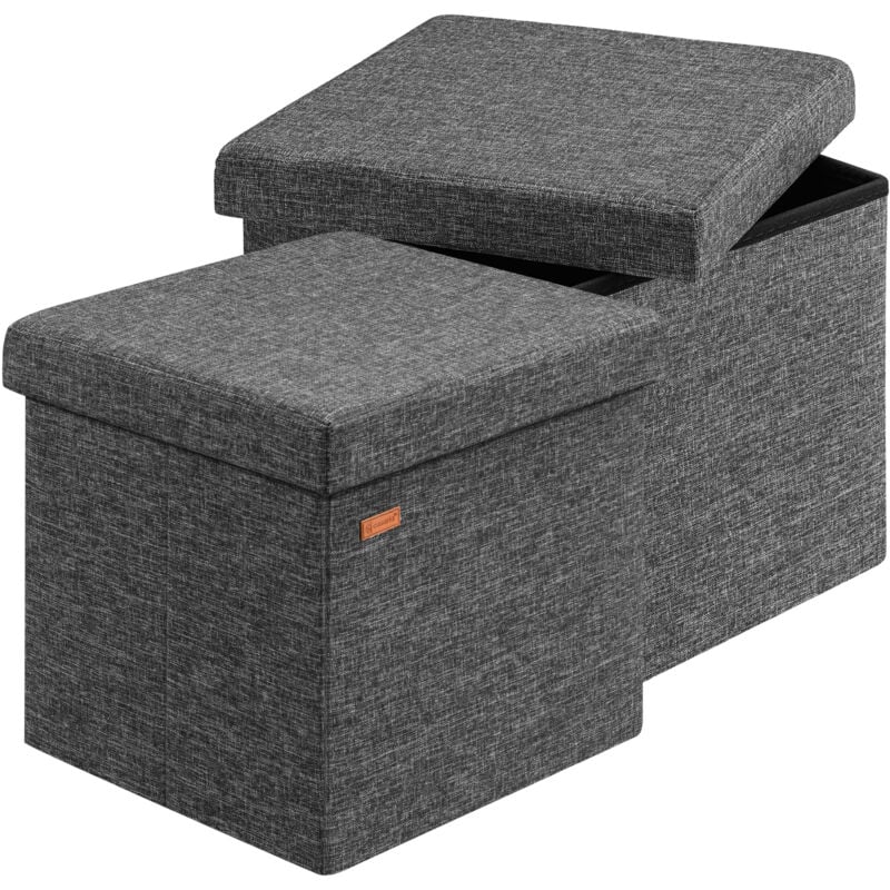 Tabouret cube avec espace de rangement Pouf 38 x 38 x 38 cm Coffre de rangement Repose-pied siège m - 2er Set Dunkelgrau (de) - Casaria