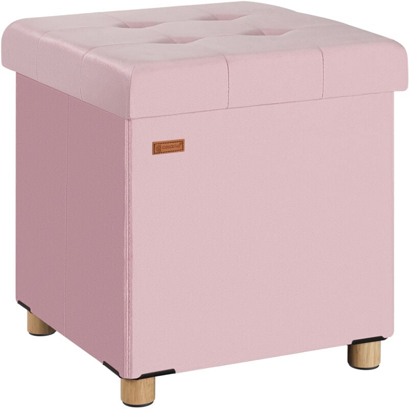 Tabouret cube en velours espace de rangement Pouf 40 x 40 x 40 cm Coffre de rangement Repose-pied siège Rosa (de) - Casaria