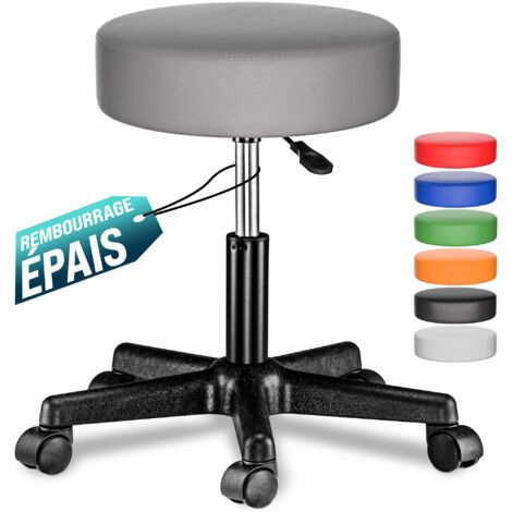 Casaria – Tabouret siège réglable en hauteur pivotable 360° – Housse en similicuir – Hauteur d'assise 46-60 cm – Croisillon extra-large