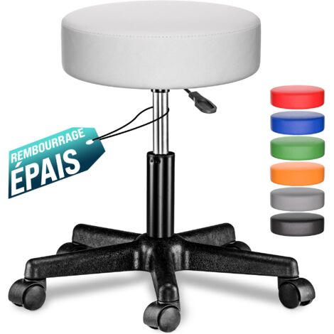 Casaria – Tabouret réglable en hauteur 46-60 cm – Pivotable 360° – Housse en similicuir – Confort optimal pour espaces de travail