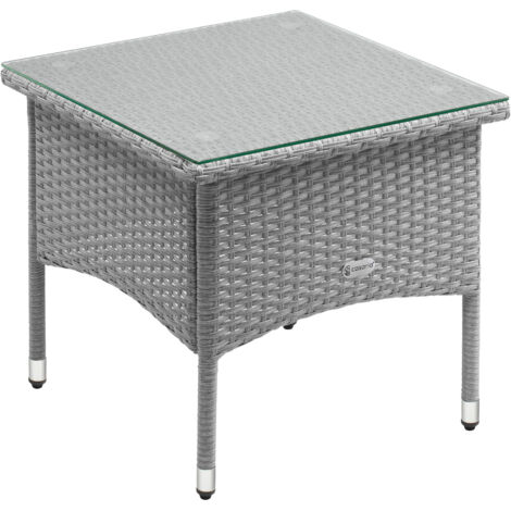 Casaria Tavolo da Giardino in Poly Rattan Tavolino basso da Balcone con Piano in Vetro Versatile M3 - 50x50x45cm (de)