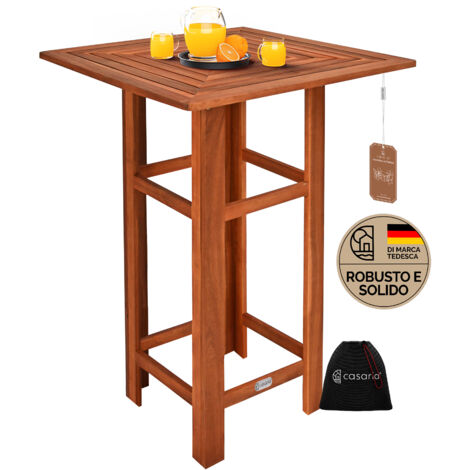 CASARIA® Tavolo in Legno Acacia 75x75x110cm Quadrato Solido Rustico Bistro da Interno Esterno Feste Giardino Outdoor