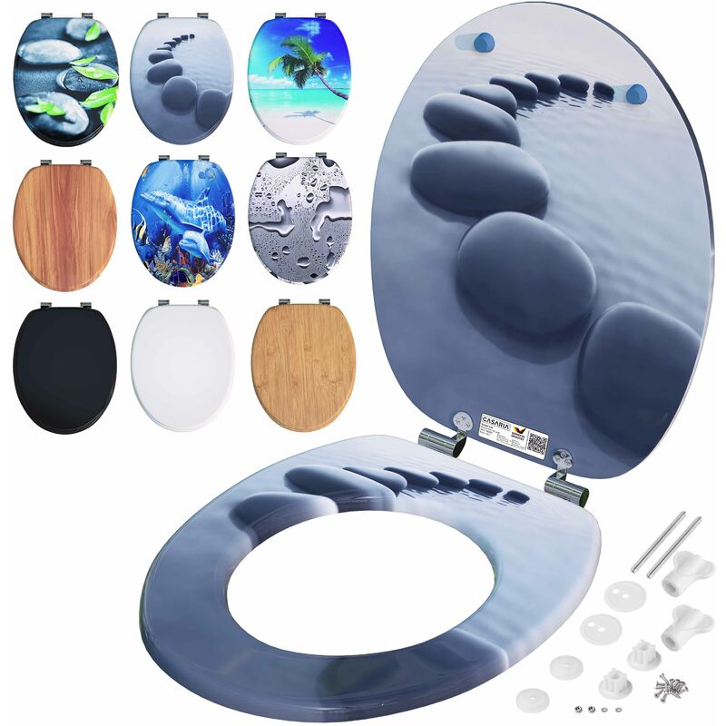 Toilet Seat Toilet Lid wc Innovative Mechanism High Gloss Surface mdf Wood Rustproof Metal Hinges Cover For Standard Toilet Bowls O-Shape Easy