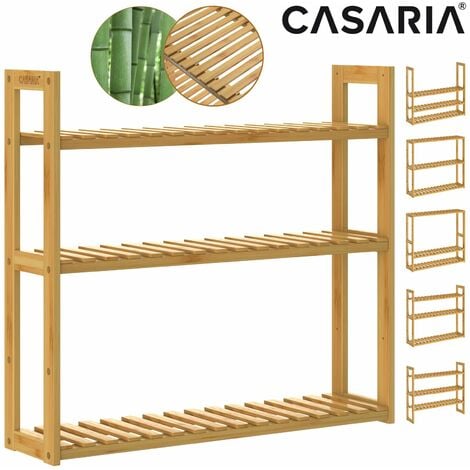 CASARIA® Wandregal Standregal Badregal Bambus 3 Ablagen Höhenverstellbar 54x60x15cm Schweberegal Hängeregal Bad Küche Regal Holz