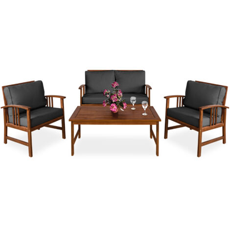 CASARIA® Wooden Garden or Indoor Furniture Set  Lounge Seating Table and Chairs