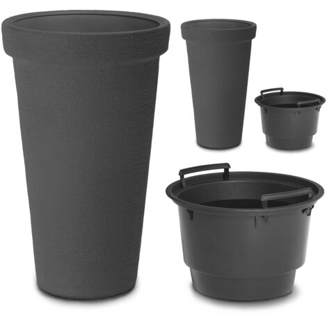 CASARIA® XXL Plant Pot  42 Litre Capacity  40 cm Diameter  63 cm Height  Customisable Drainage  Weatherproof & UV Stable  Durable Plastic  Removable Inner Pots  2er Set Anthrazit (de)