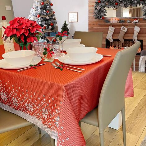 Tovaglia antimacchia tavola 140x140 per 4 posti natalizia decorazioni di  natale casa elegante quadrata idea regalo
