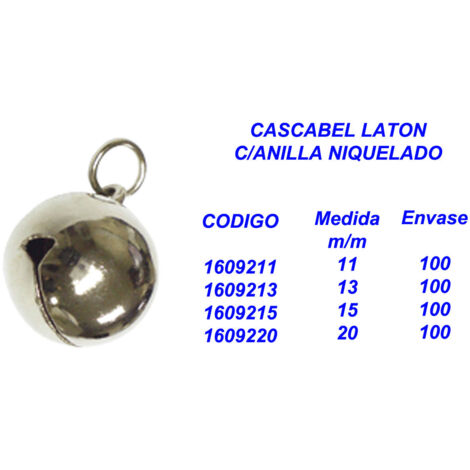 Cascabeles de latón con anilla niquelada 13mm