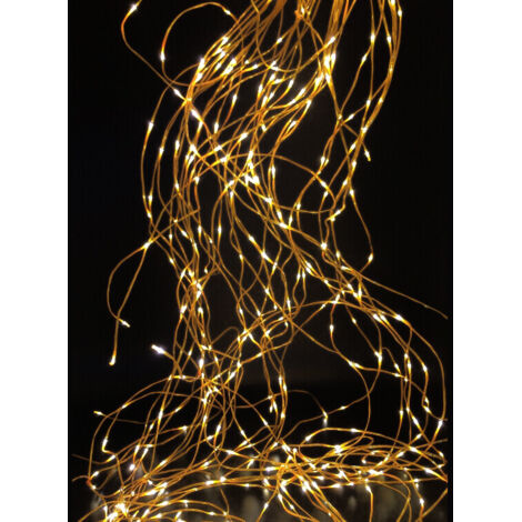 Cascada de 10 Hilos Luminosos con 20 LED Blanco Cálido – 2 Metros, Uso Exterior, IP44