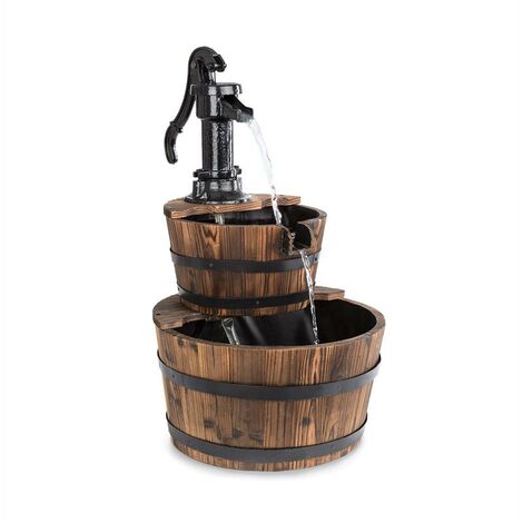 Cascada Doble Fontaine d'ornement 2 étages 12W 600l/ h bois marron - Brun - Brun