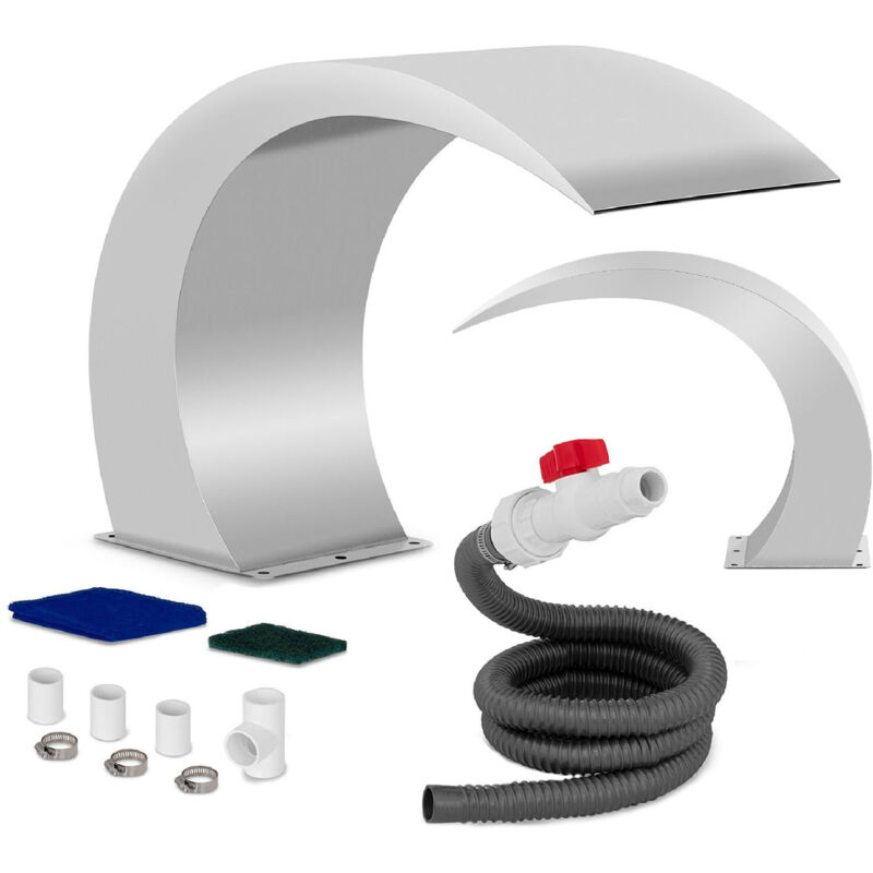 Cascada Para Piscina Fuente De Acero Inoxidable Jardín Exteriores Con Base 30 Cm