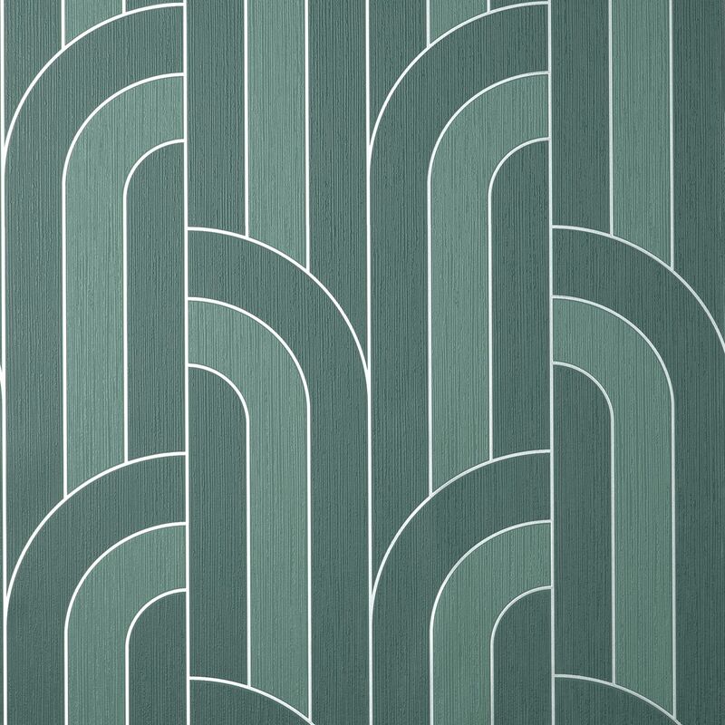 Cascade Arch Emerald Silver Wallpaper Fine Decor Metallic Textured Vinyl