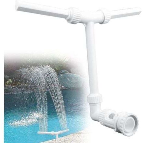 Cascade de piscine, fontaine, arroseur, aérateur, cascade hydrodynamique réglable pour jardin extérieur, compatible avec interface 1,5 pouce (blanc)