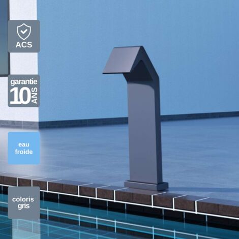 Cascade de piscine Niagara en Acier Inox.S316 Gris Cobalt - Corps 150x55mm - H.54cm - Garantie 10 ans - POOL IMEX