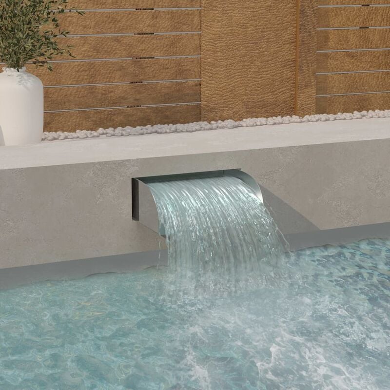 Le Poisson Qui Jardine - Cascade - Fontaine Inox Bassin De Jardin & Piscine 45 x 34 x 14 cm - Argent