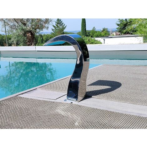 Cascade inox 316 pour piscine – Fontaine mini demi cœur 30cm – Finition poli miroir – Raccord filetage 1'' – Écoulement apaisant