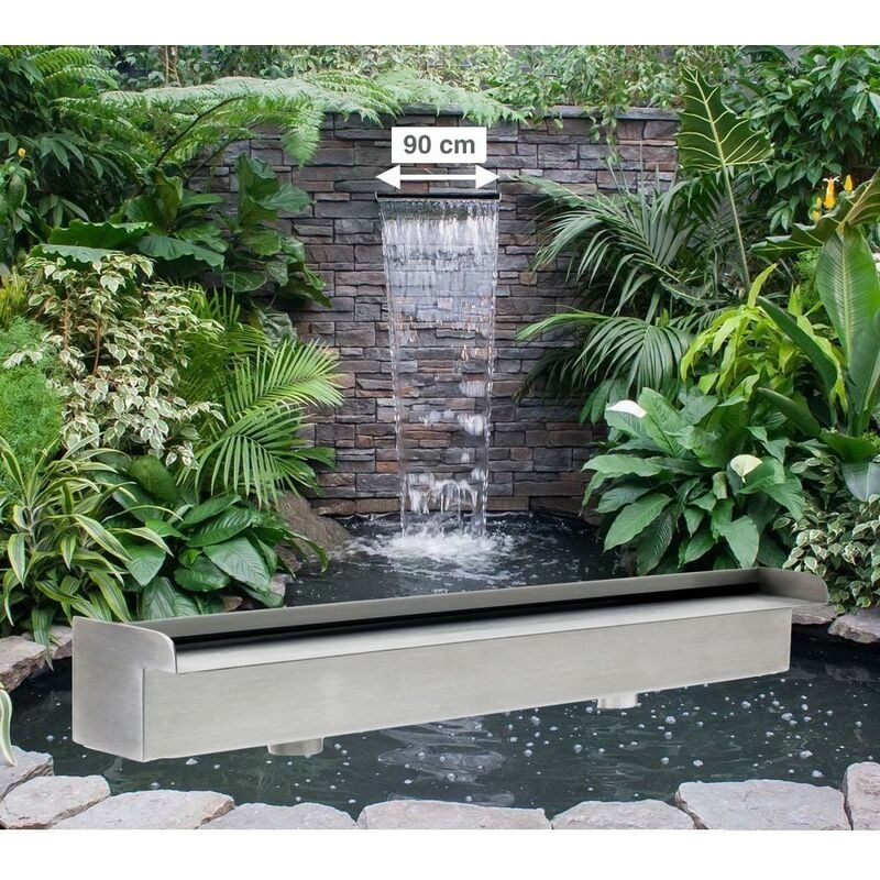 Le Poisson Qui Jardine - Cascade - Lame D'Eau 90 cm Inox Pour Bassin De Jardin