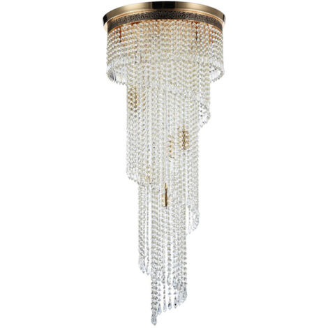 Cascade Lampadario Oro Antico & Cristallo, 12 Luci, E14