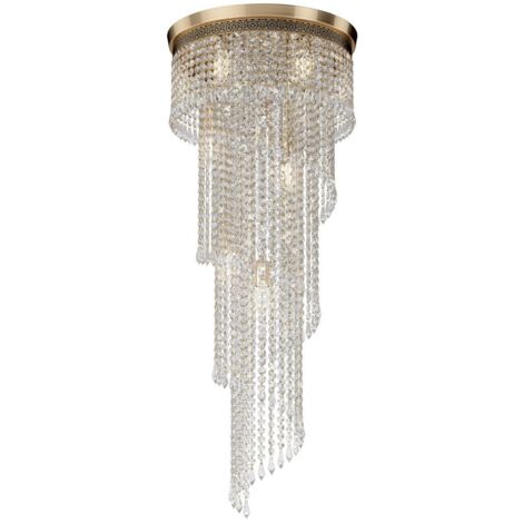 Cascade Lustre Doré Antique & Cristal, 12 Lumières, E14