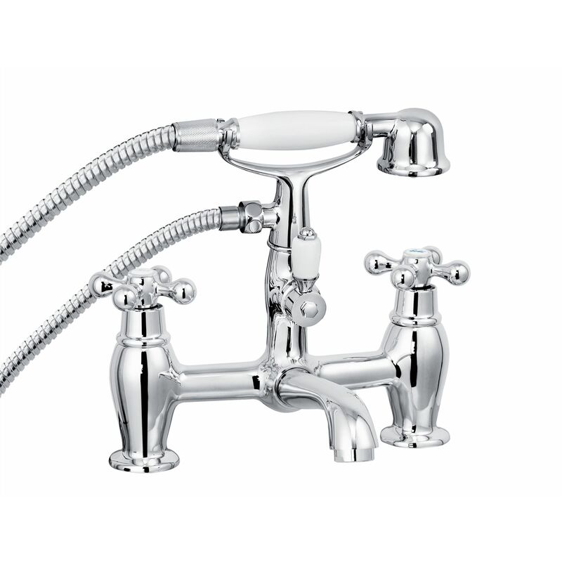 Penridge Bathroom Bath Shower Mixer Tap Handset Traditional Chrome - Cascade