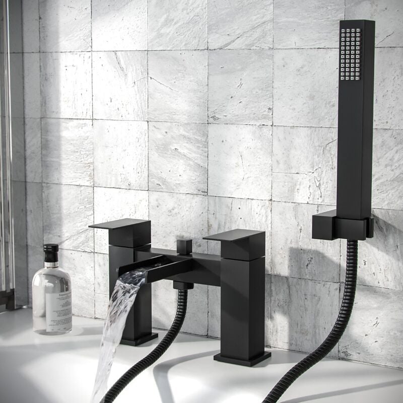 Neshome - Cascade Waterfall Bath Shower Mixer Tap & Handset Matte Black