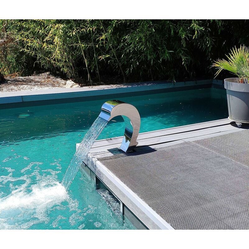 Cascades-inox 304 Fontaine Piscine Bassin Modèle Dauphin Hauteur 41cm / Larg 16,8cm